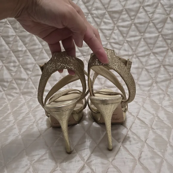 Jimmy Choo Glittering Gold Strappy Heels - Picture 5 of 8